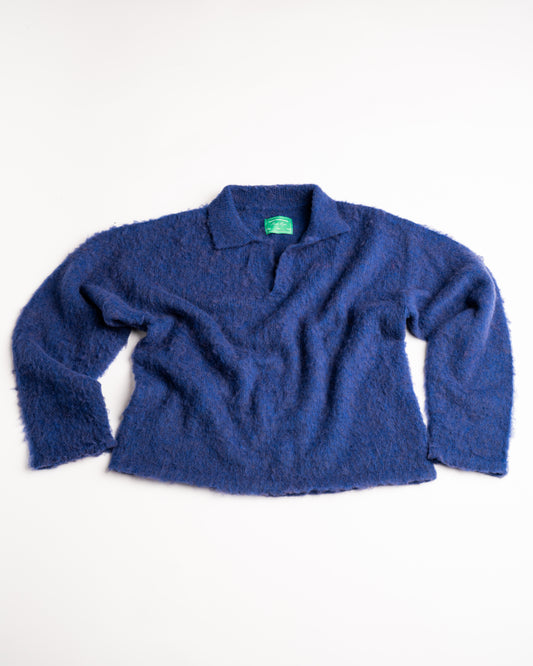 Mohair Polo Knit Sweatshirt